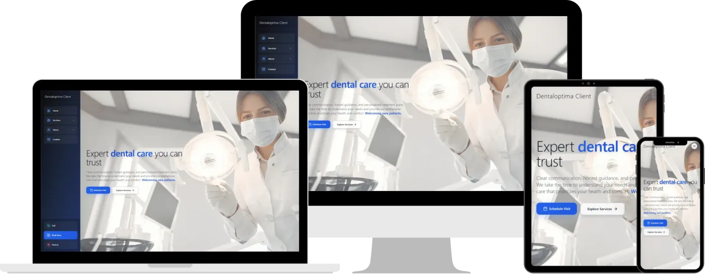 Premium dental practice website example, polished considered high-end look