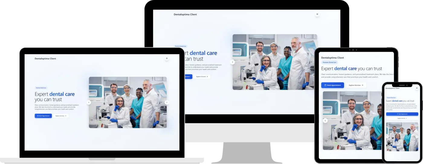 Light dental practice website example, soft calm friendly look
